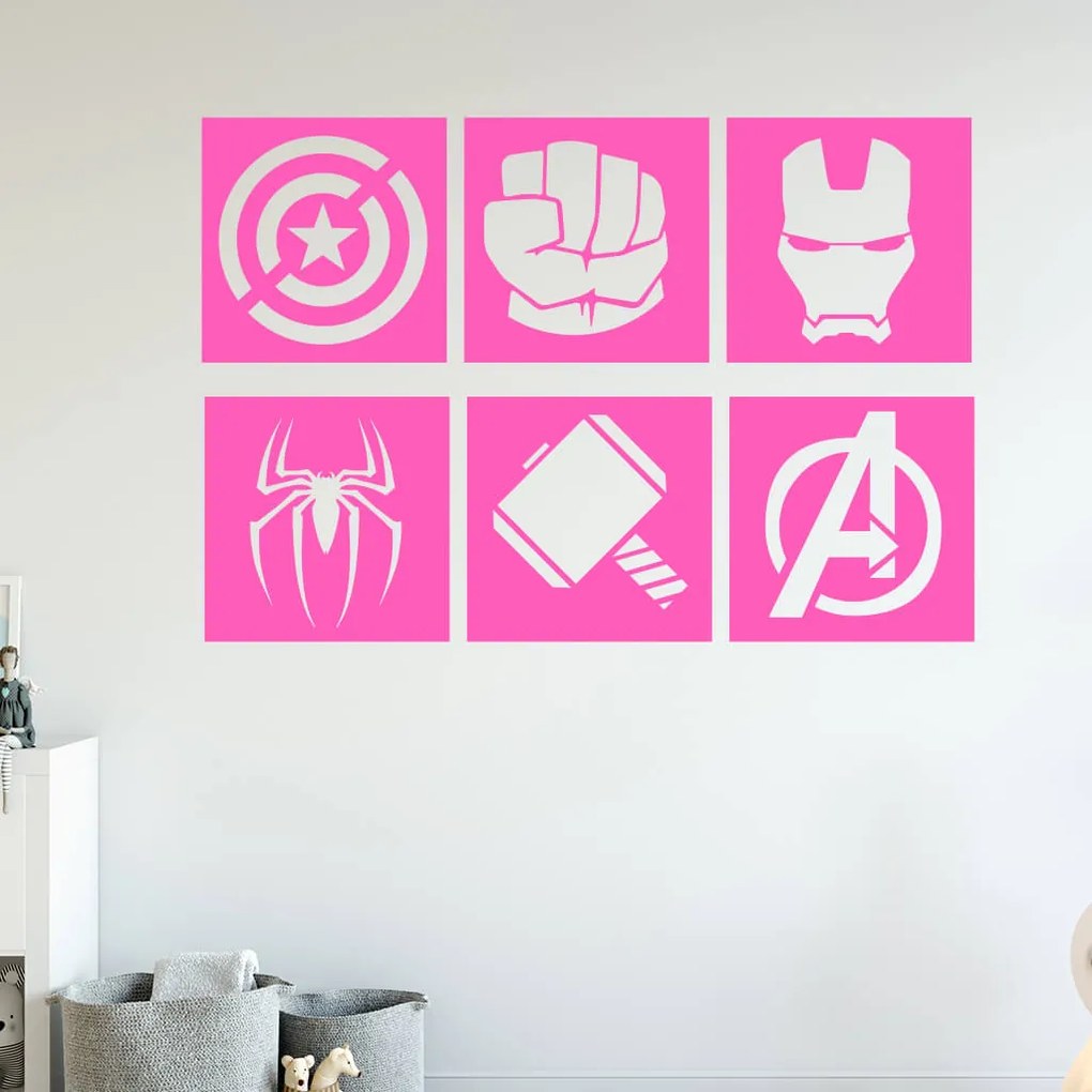 Veselá Stena Samolepka Znaky Avengers sada Farba: černá, Veľkosť: 80 x 54 cm