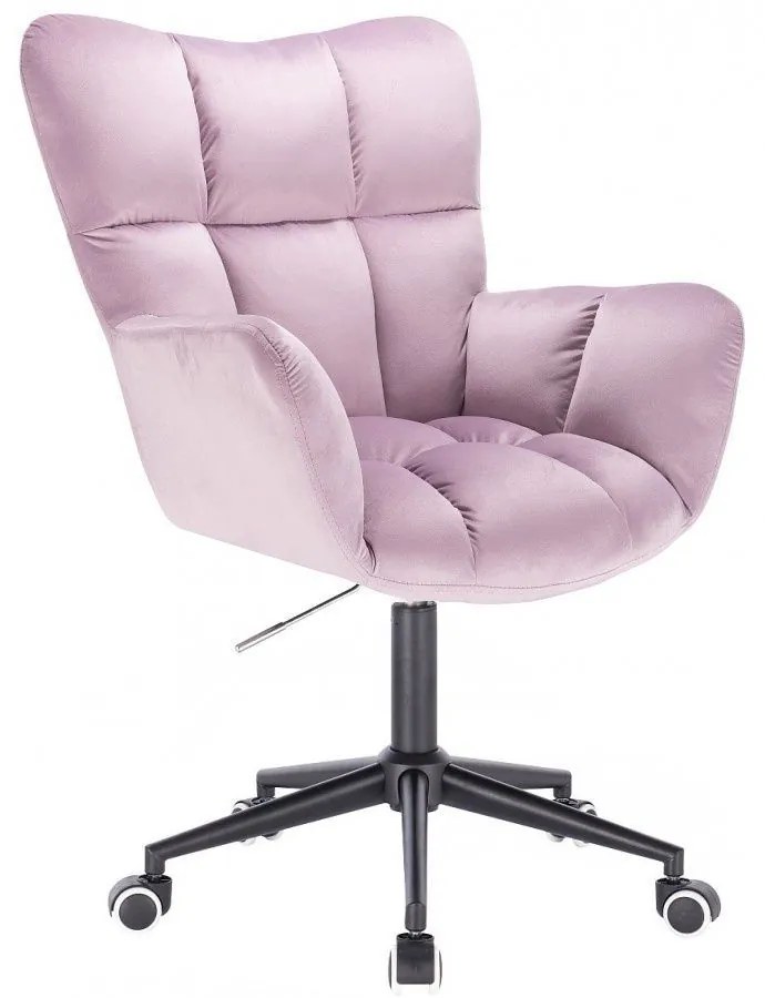 LuxuryForm DESIGN Kreslo AURORA VELUR na čiernej podstave s kolieskami - levanduľa