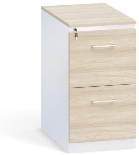 Zásuvkové kartotéky PRIMO s drevenými čelami, 2 zásuvky, dub