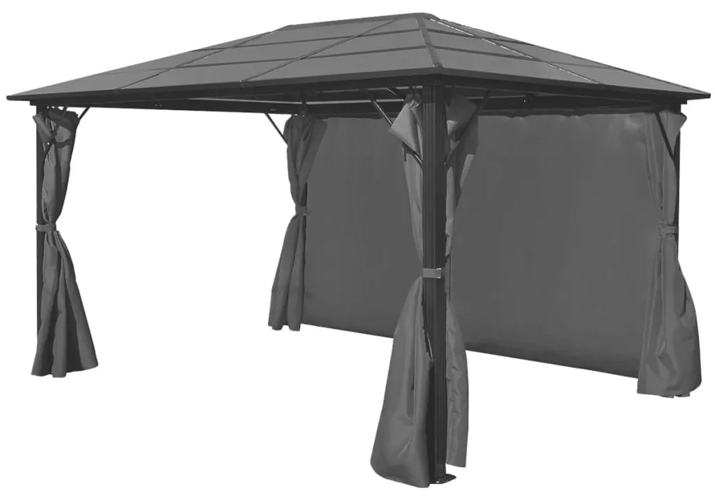 Altánok so závesmi, antracitový, hliníkový 400x300 cm