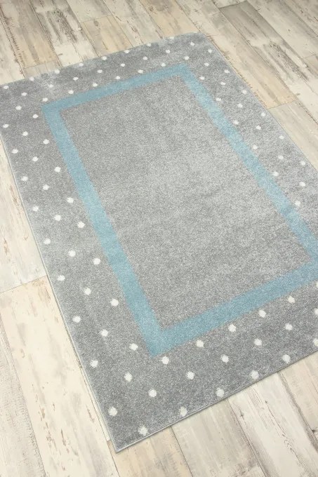 Detský koberec Kiddy 1150 sivý/tyrkysový