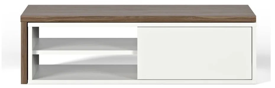 Biely televízny stolík s detailmi v dekore orechového dreva TemaHome Move