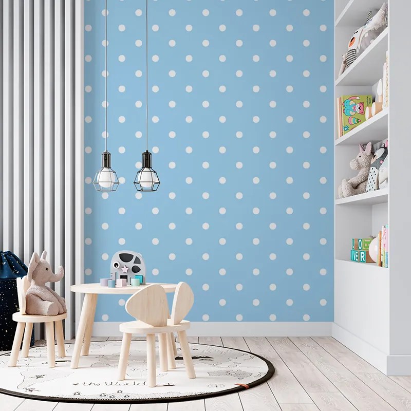 Sablio Tapeta Biele bodky na modrej - 125x75 cm