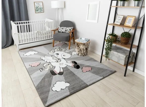 Koberec PETIT UNICORN JEDNOROŽEC sivý