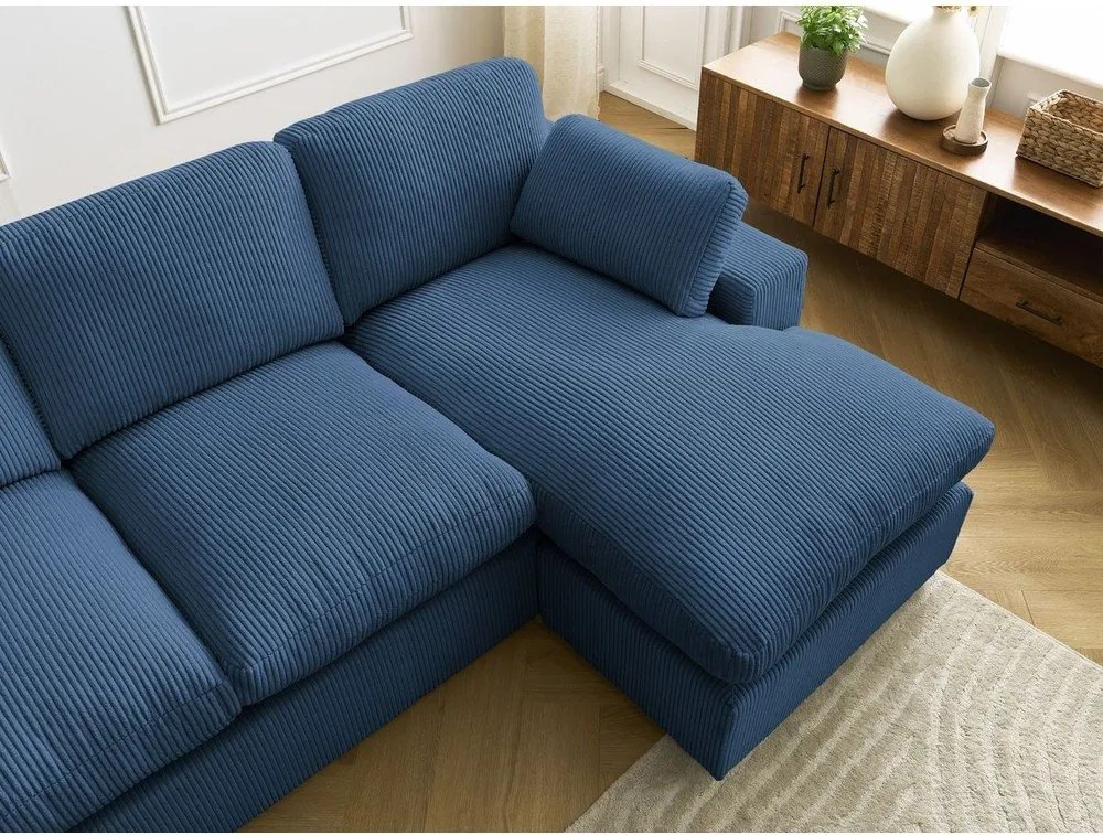 Modrá menčestrová rohová pohovka Belair – Bobochic Paris