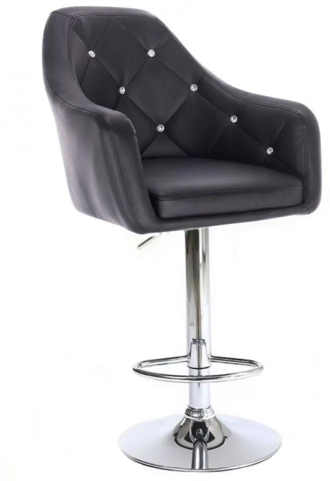 LuxuryForm Barová stolička ROMA na striebornom tanieri - čierna