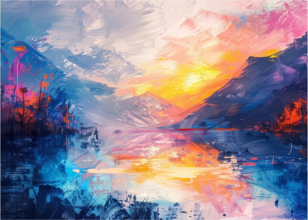 Sklenený obraz - Maľba krajiny (70x50 cm)