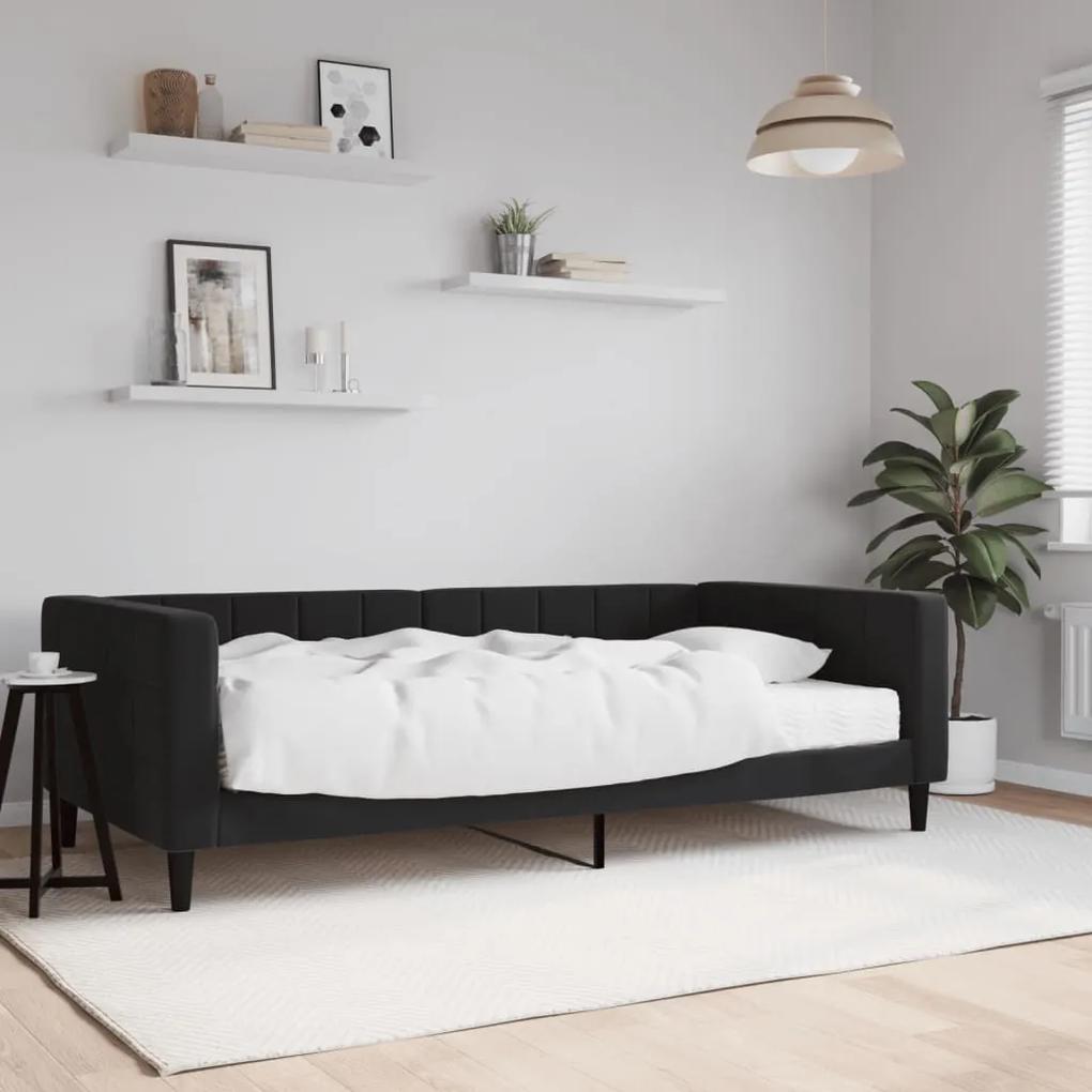 Denná posteľ s matracom čierna 100x200 cm zamat 3196678