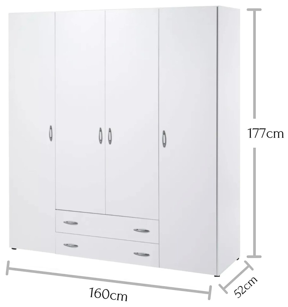Sconto Šatníková skriňa SEBA 4 biela