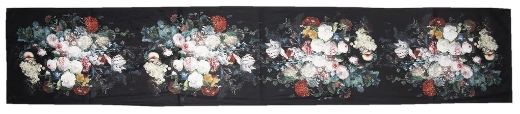 Čierny behúň na stôl s kvetinami - 35*180 cm