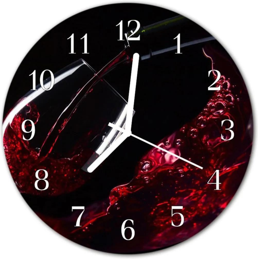Nástenné sklenené hodiny  víno