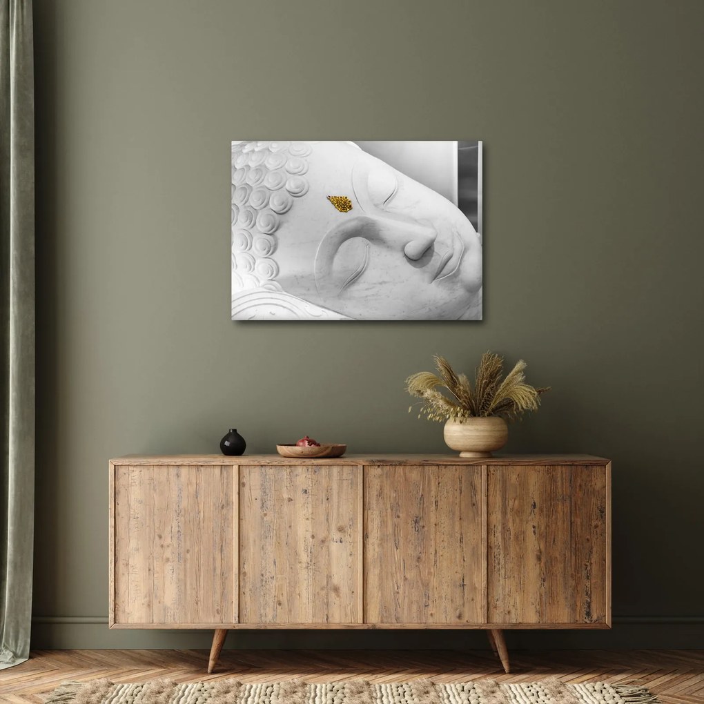 Obraz - Biely Budha (70x50 cm)