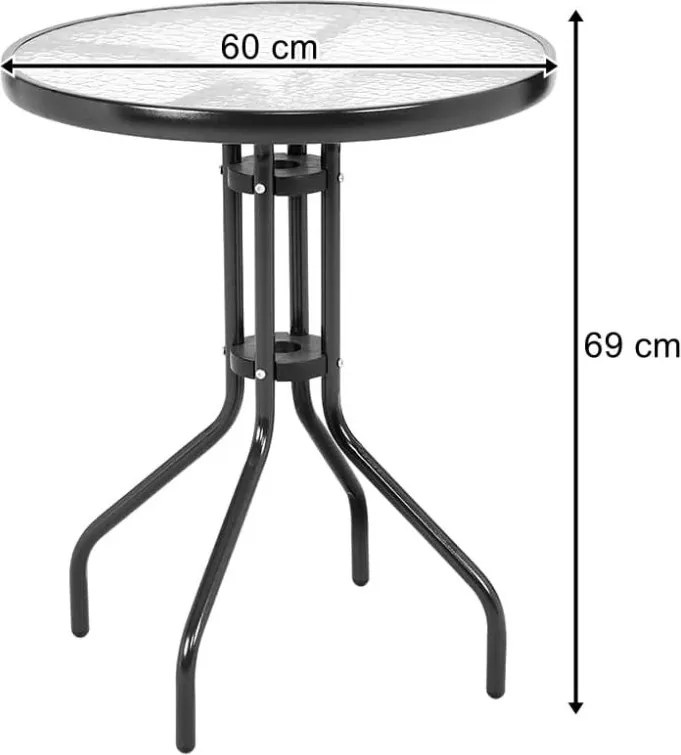 Zahradní set TREGO ISLAND - 2 židle a kulatý stůl ø 60 cm, antracitová