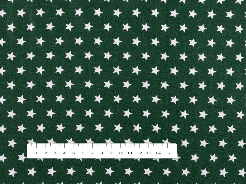 Biante Bavlnený záves Sandra SA-350 Biele hviezdičky na tmavo zelenom 130x210 cm