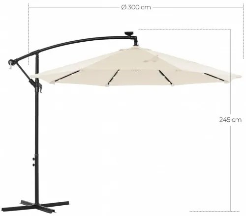 Záhradný slnečník 3m LED SONGMICS GPU018M01
