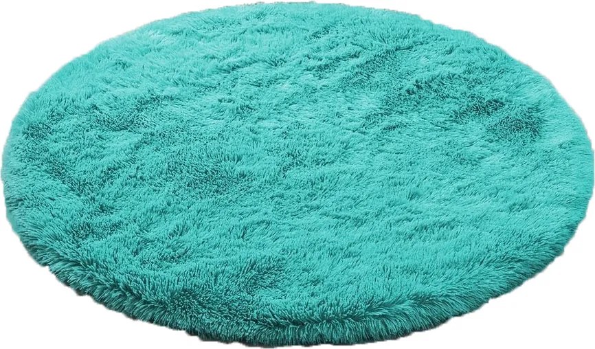 Okrúhly shaggy koberec Lana – tyrkysová, vysoký vlas 3 cm Rozmer: 80 cm