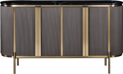 Komoda Stilig ST384 160 cm čierny mramor/grafit/zlatá