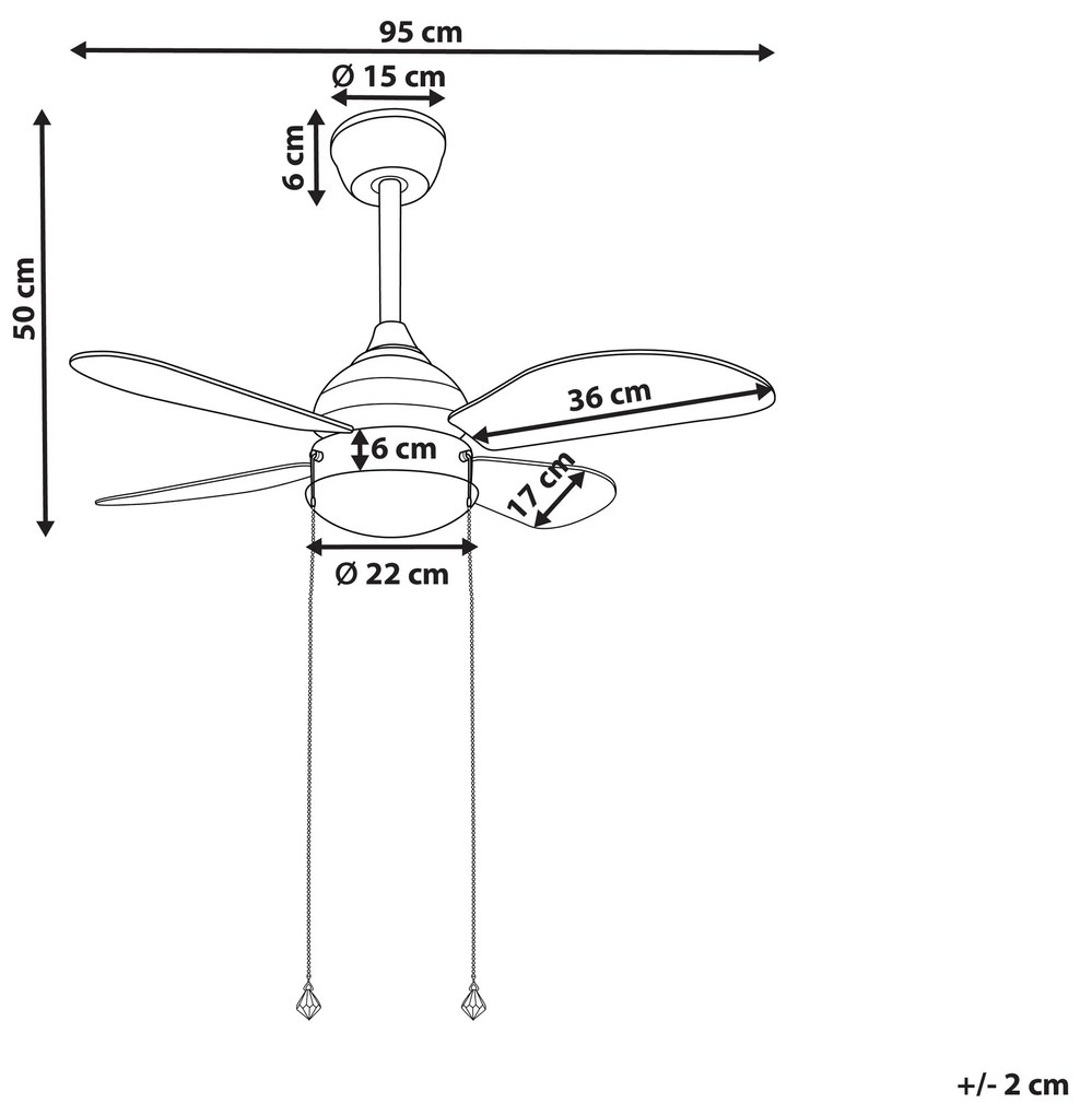 Stropný ventilátor so svetlom čierna/žltá DOLORES Beliani