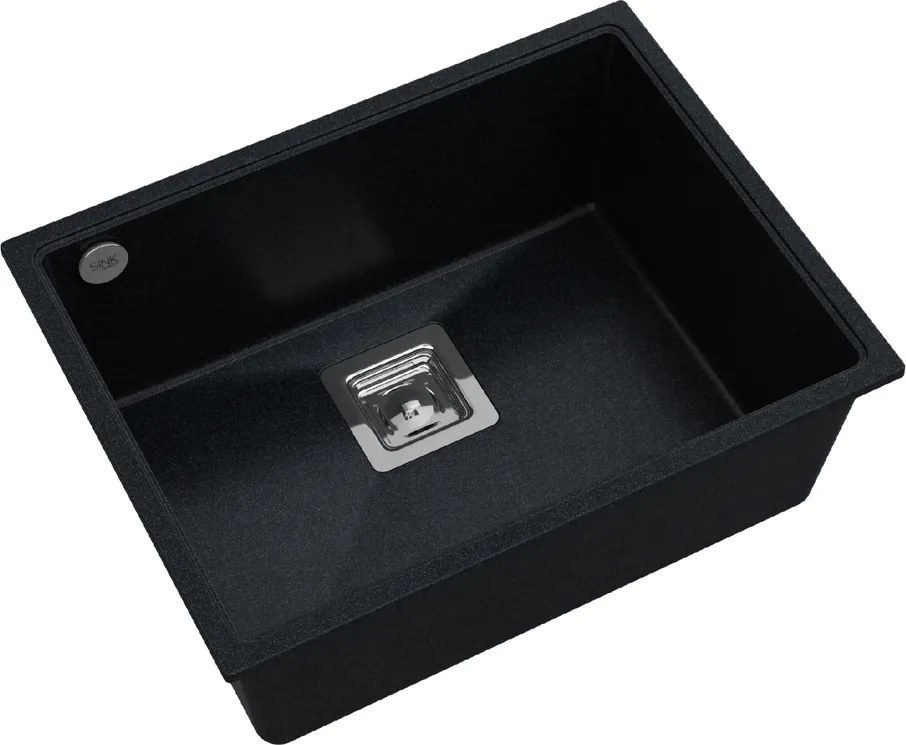 Sink Quality Argon 60, kuchynský granitový drez 550x420x225 mm + chrómový sifón, čierna škvrnitá-Brocade, SKQ-ARG.B.1KBO.60.X