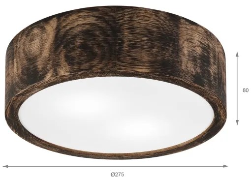 Stropné kúpeľňové svietidlo OAK SMOKY 2xE27/15W/230V IP54, pr. 27,5 cm, dub/hned