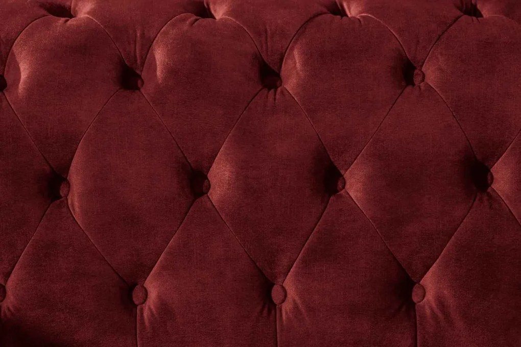 Dizajnová trojsedačka Chesterfield 205 cm červený zamat