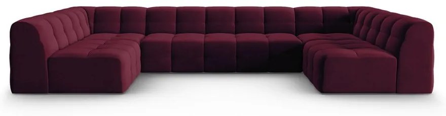 Vínovočervená zamatová rohová pohovka (do "U") Kendal - Micadoni Home