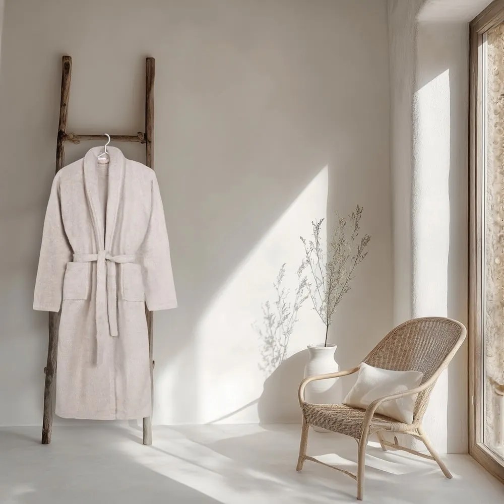 Béžový bavlnený župan veľkosť M/L Terry - HIP