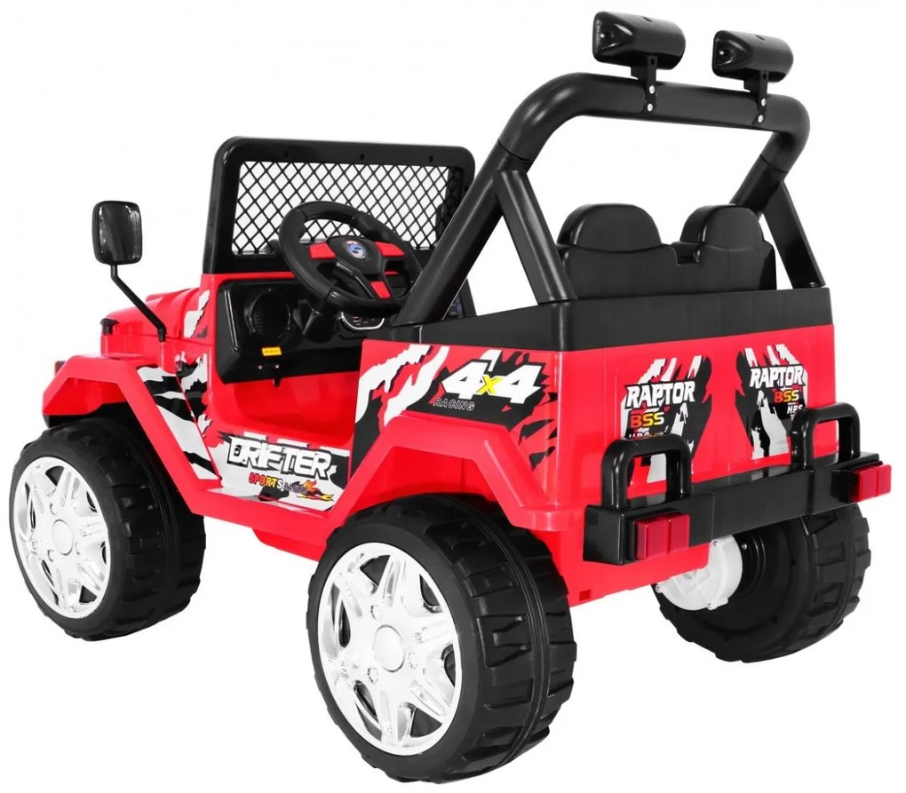 RAMIZ ELEKTRICKÉ AUTÍČKO RAPTOR DRIFTER 2 - NELAKOVANÉ - ČERVENÉ - 2 x 45W - 2 x 6V/10Ah - 2023