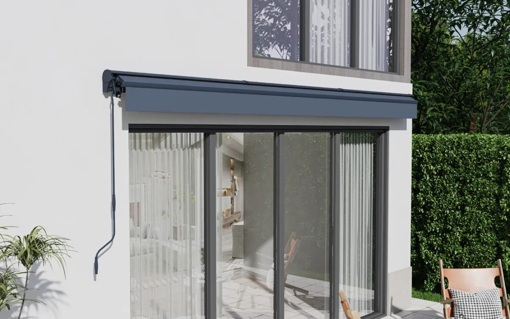 Elektrická markíza s LED osvetlením BestBerg BBSU-EL495CG / 495 x 300 cm / sivá