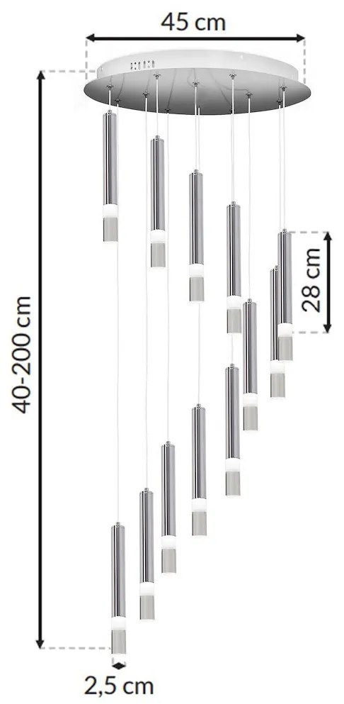 Závesné svietidlo Ice, 12x chrómové kovové tienidlo, ch
