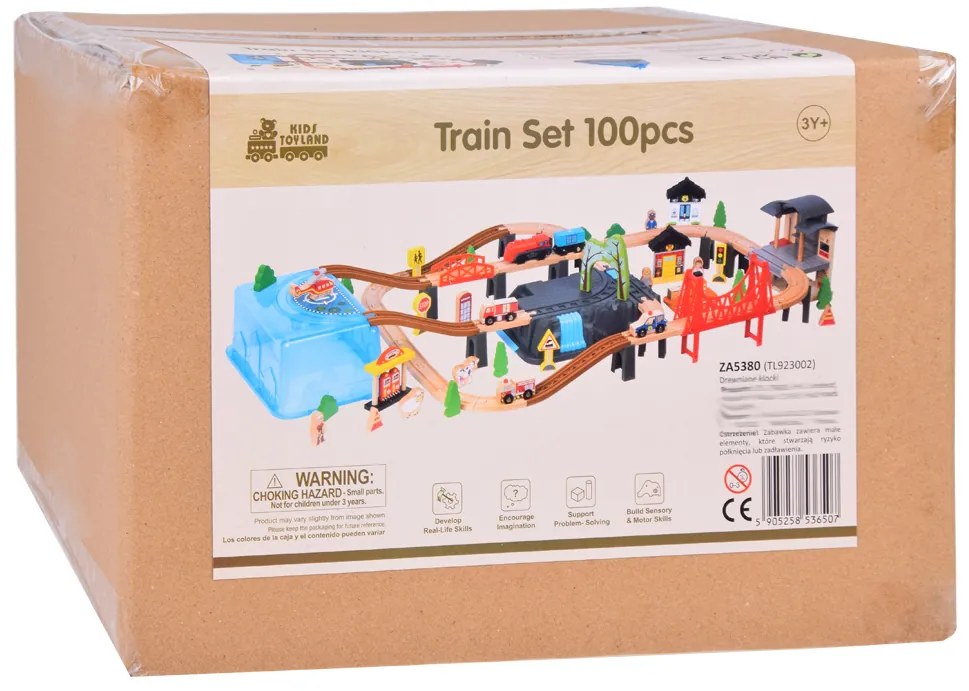 Drevená vláčiková trať s príslušenstvom 100 ks Jokomisiada ZA5380