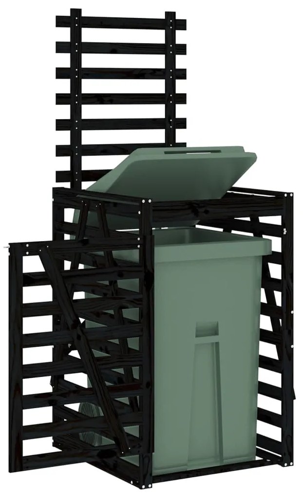 Úložný box pre odpadkový kôš čierny 84x90x128,5 cm borovica