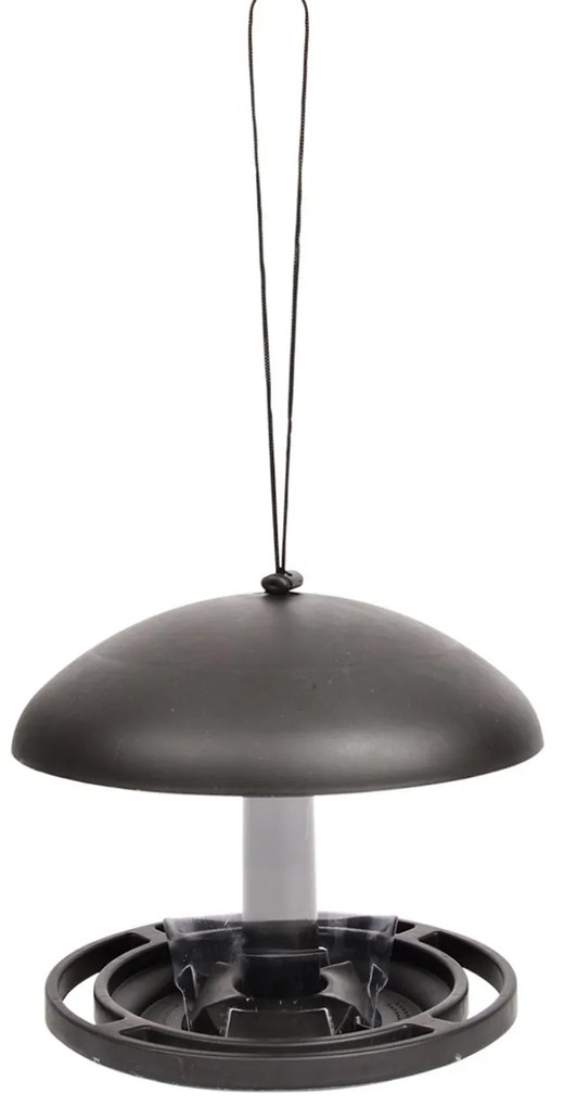 Závesné kŕmidlo pre vtáky Mushroom, 17,5x19,5 cm, plast, čierna