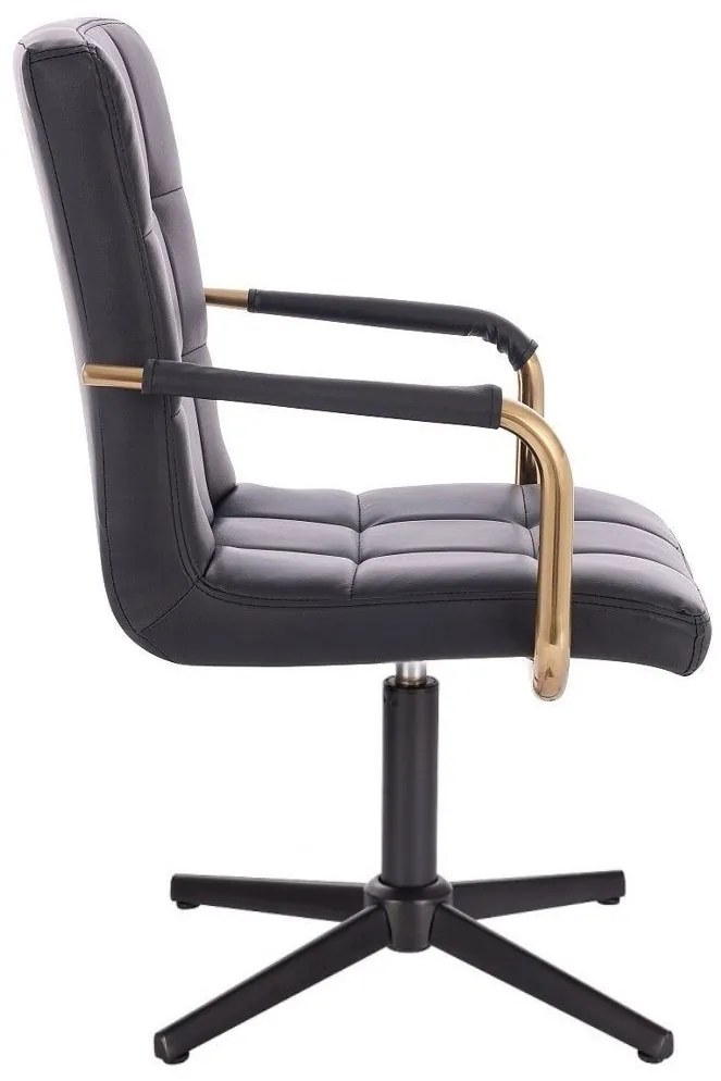 LuxuryForm DESIGN Stolička VERONA GOLD na čiernom kríži - čierna