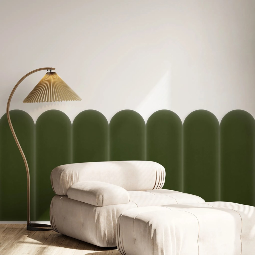 Zamatový čalúnený panel - Oblúk - 20x80cm Farba: Khakizelená