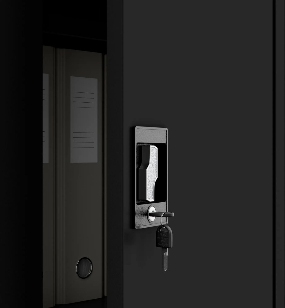 Kovová kancelárska skriňa čierna JAN II D600 1150 x 1850 x 600 mm