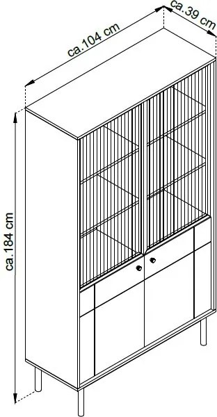 Vysoká vitrína Japandi, 104 cm, béžová kašmír