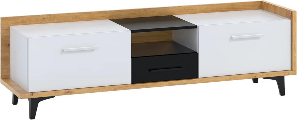 TV stolík 2D1S BOX-09 Farba: dub artisan / biela / čierna