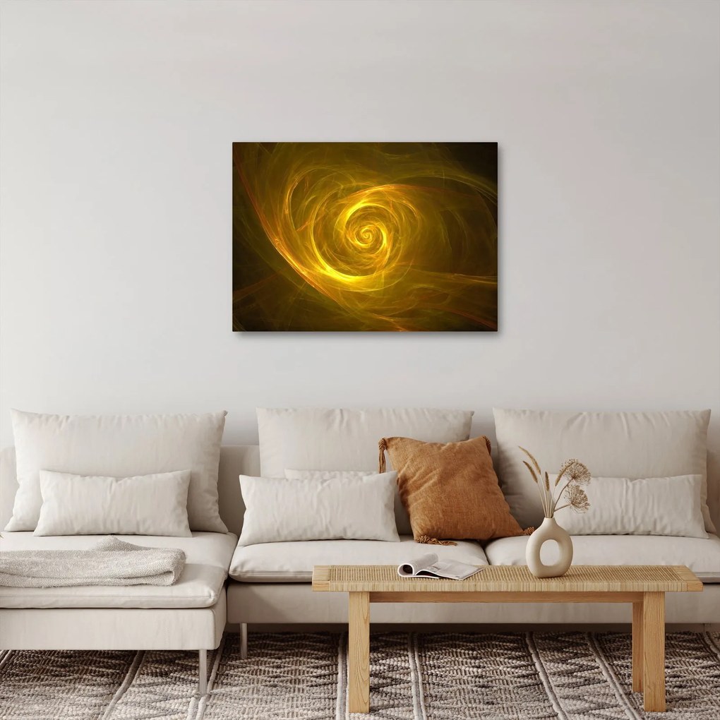 Obraz abstraktnej žltej špirály (70x50 cm)