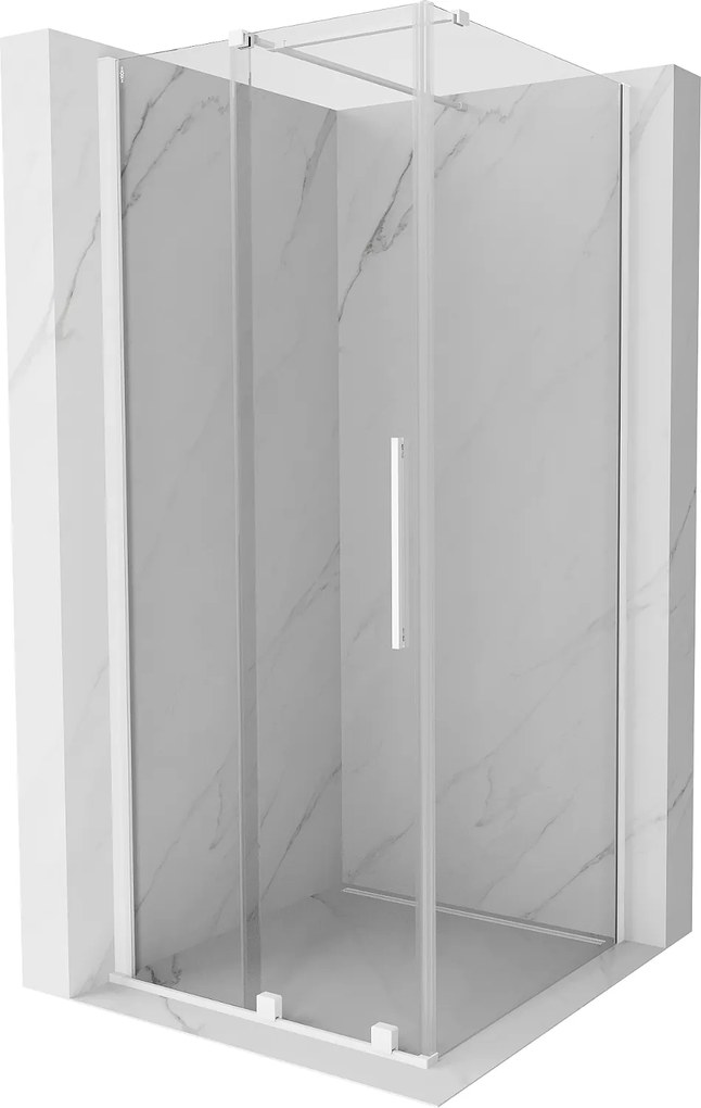 Mexen Velar, sprchový kút s posuvnými dverami 90(dvere) x 90(stena) cm, 8mm číre sklo, biela, 871-090-090-01-20
