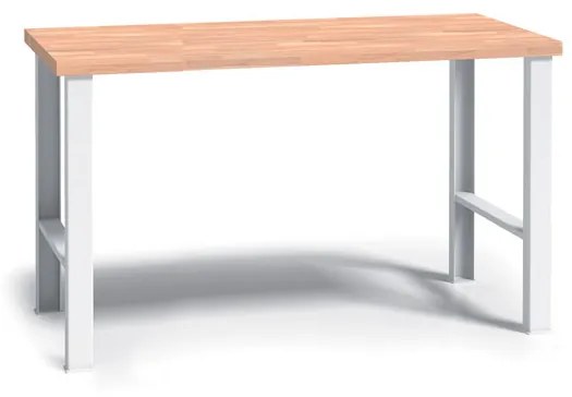 Pracovný stôl do dielne WL, buková škárovka, pevné kovové nohy, 1700 mm