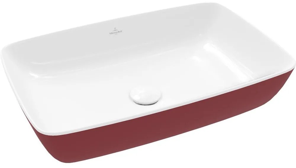 VILLEROY &amp; BOCH Artis obdĺžnikové umývadlo na dosku bez otvoru, bez prepadu, 580 x 380 mm, Bordeaux, 417258BCS9