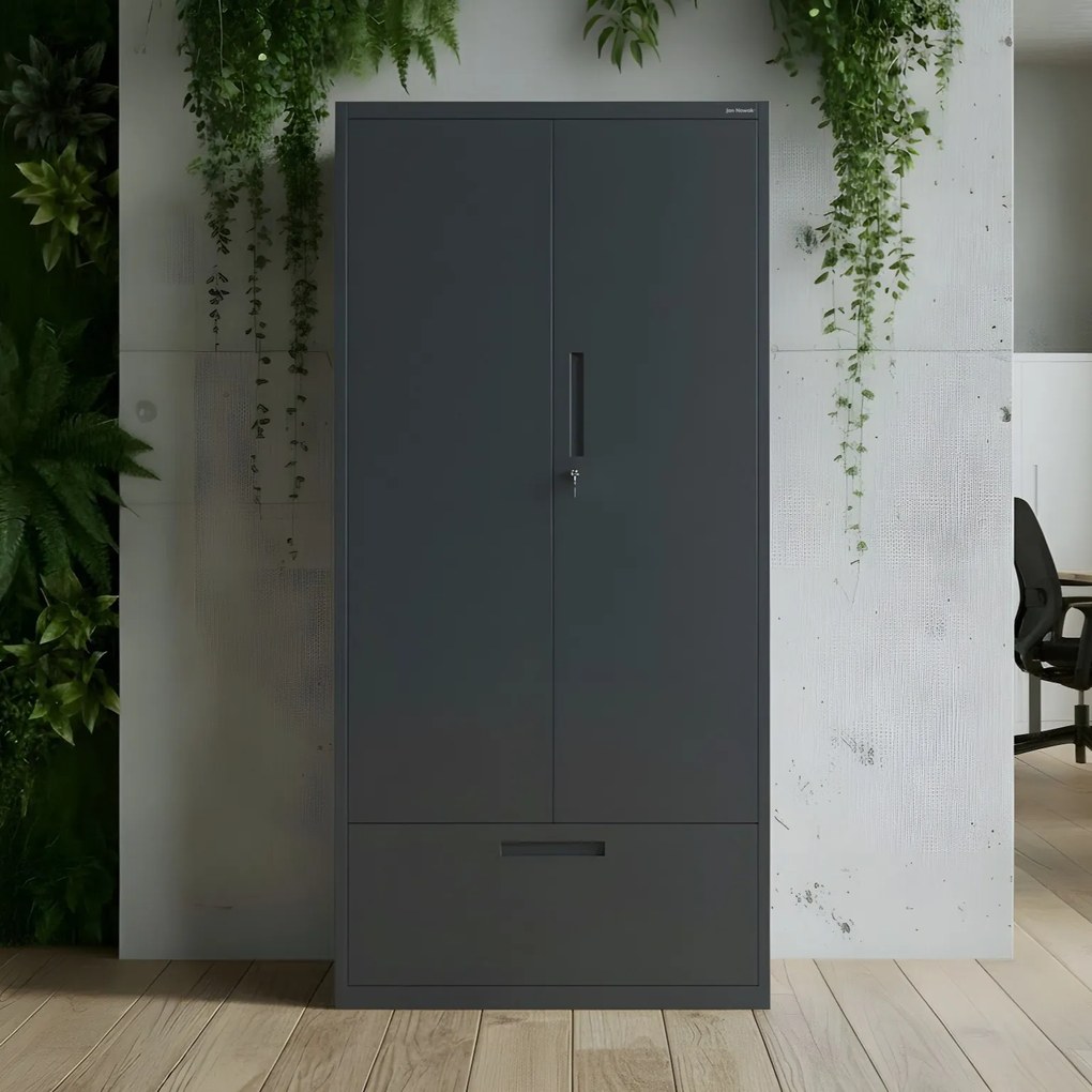 Modulárna kovová multifunkčná skriňa s vysokou zásuvkou antracitová MEGAN 1950 x 900 x 400 mm