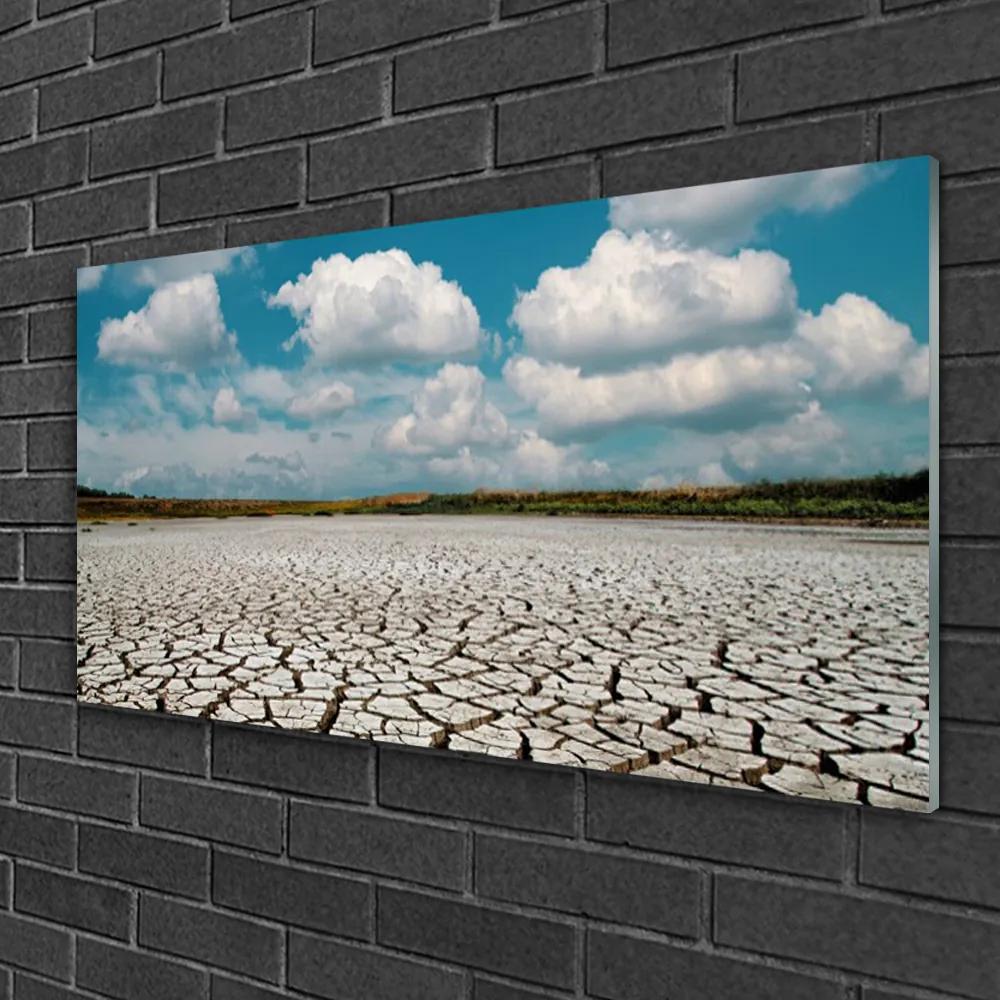 Obraz na skle Vyschnutá rieka príroda 120x60 cm