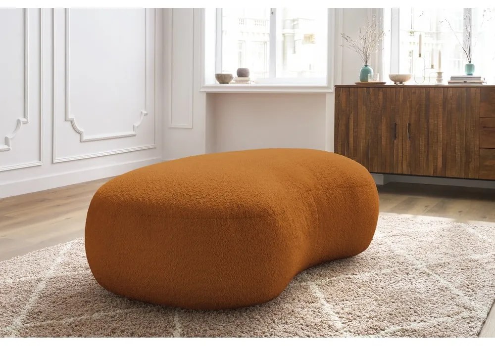 Podnožka z textílie bouclé v horčicovohnedej farbe Saint-Germain – Bobochic Paris