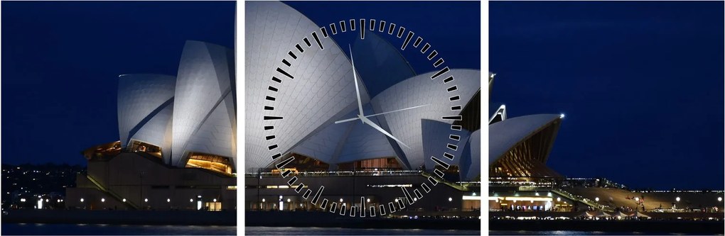 Obraz nočného Sydney (s hodinami) (90x30 cm)