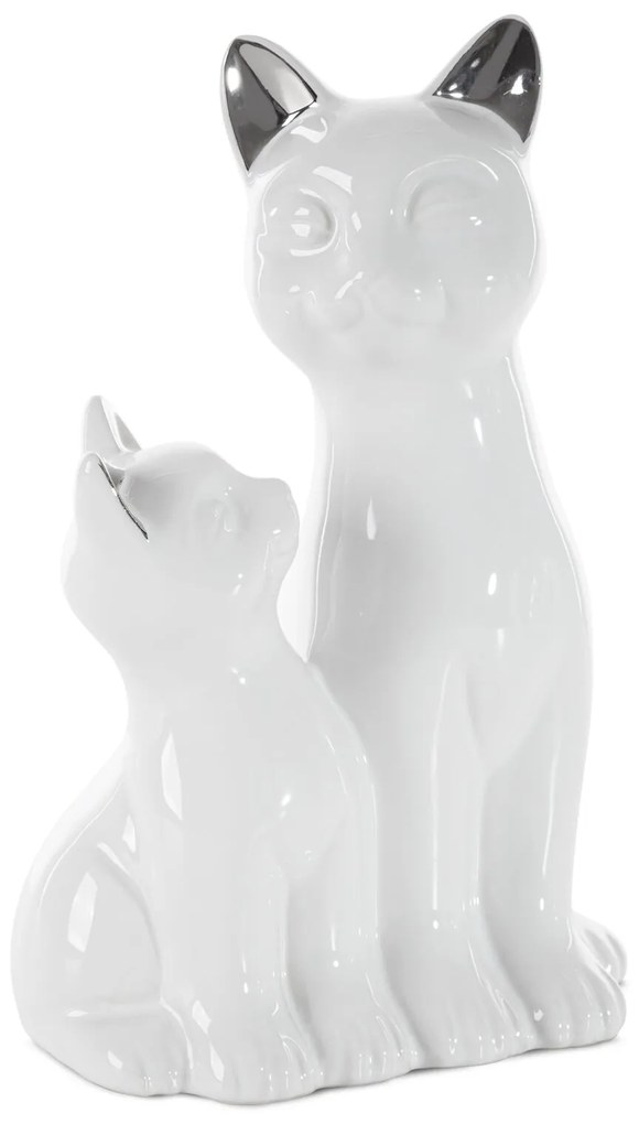 DEKORAČNÁ SOŠKA CAT 15X11X22 CM BIELA