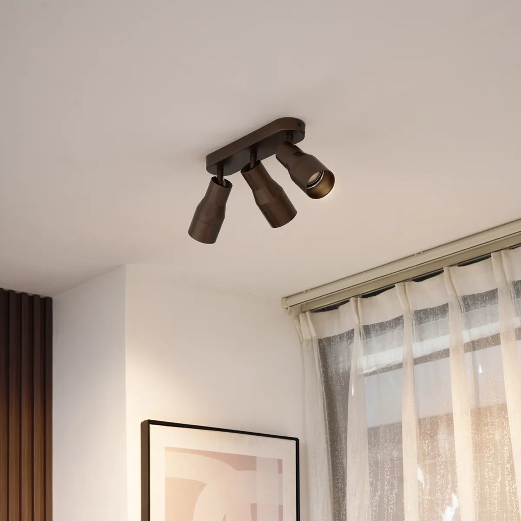 Zaoblené stropné bodové svetlo tmavá bronz GU10 50 mm 3-svetlo - Stanley