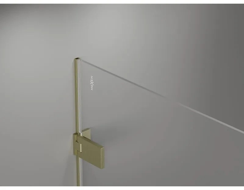 Mexen Lunar-B, pravostranný výklopný sprchový kút 85 x 70 cm, 8mm číre sklo, zlatý kartáčovaný - 832-085-070-55-00-P