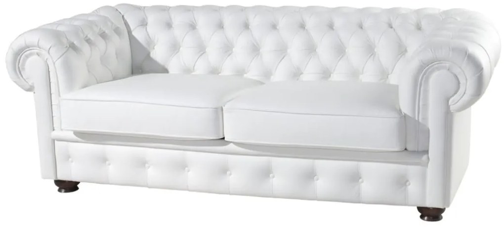 Kožená trojsedačka Chesterfield - wenge / biela (White snow)
